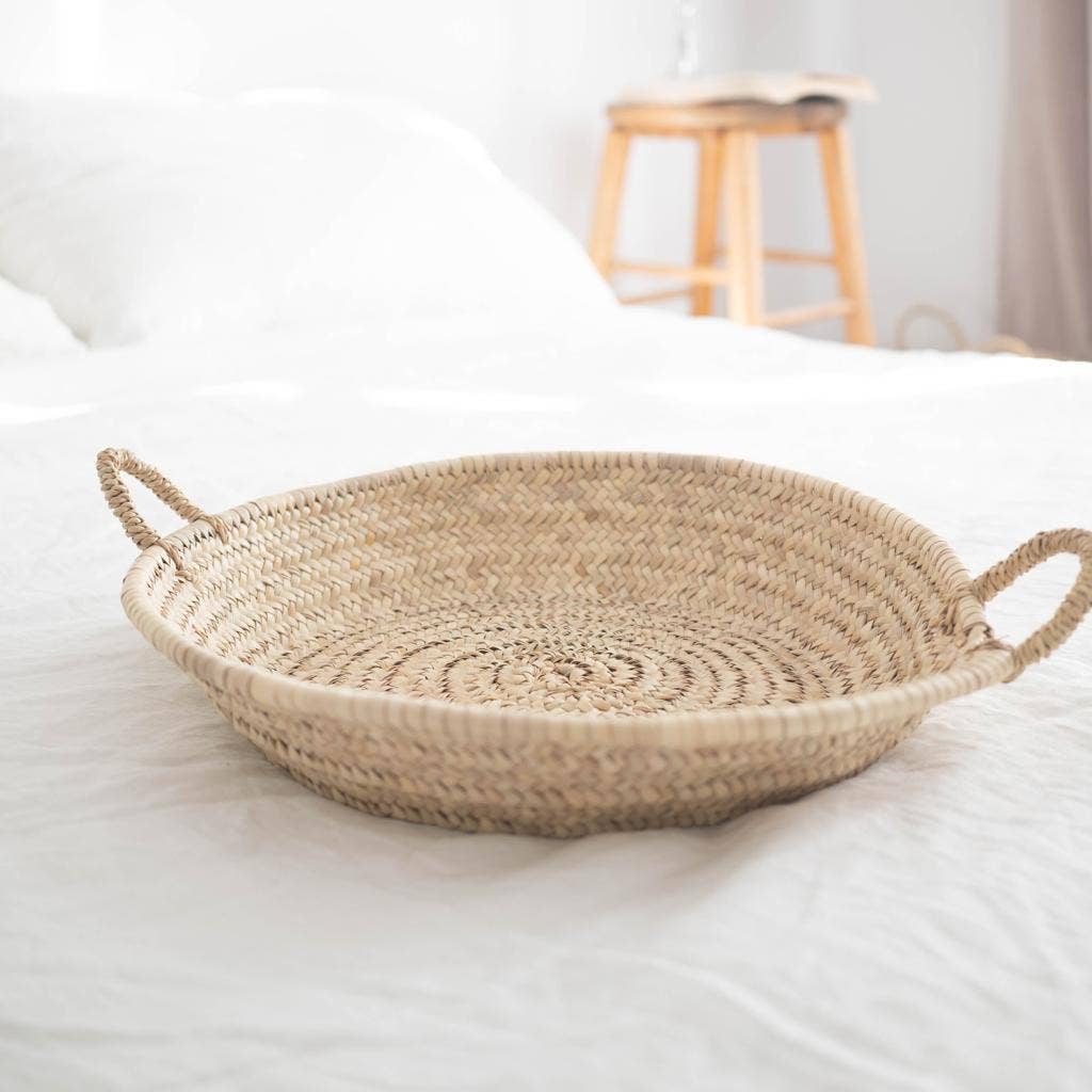 Moroccan Straw Woven Plate and Serving Basket 