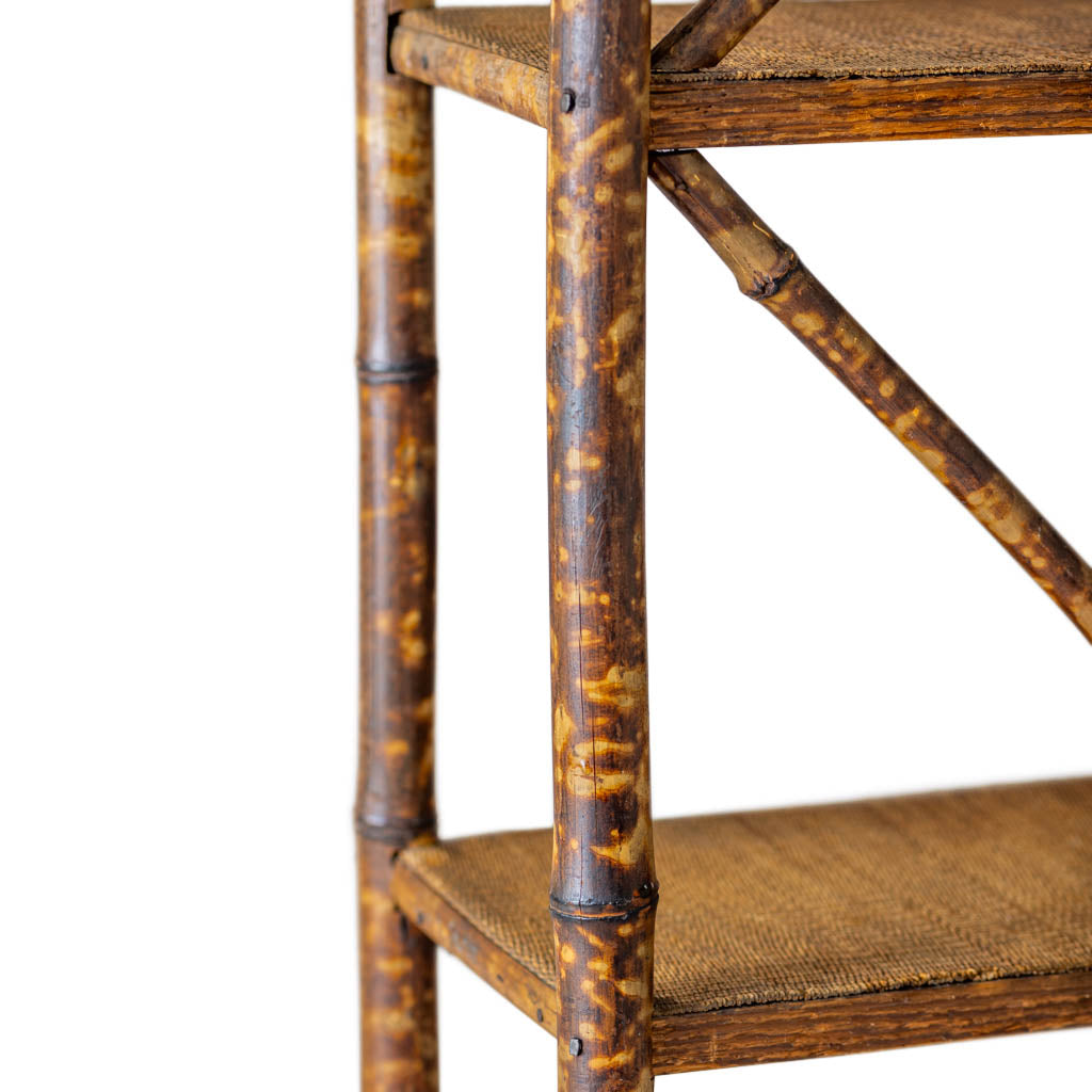 Beautiful 5-foot Antique Tortoise Bamboo Shelf and Etagere