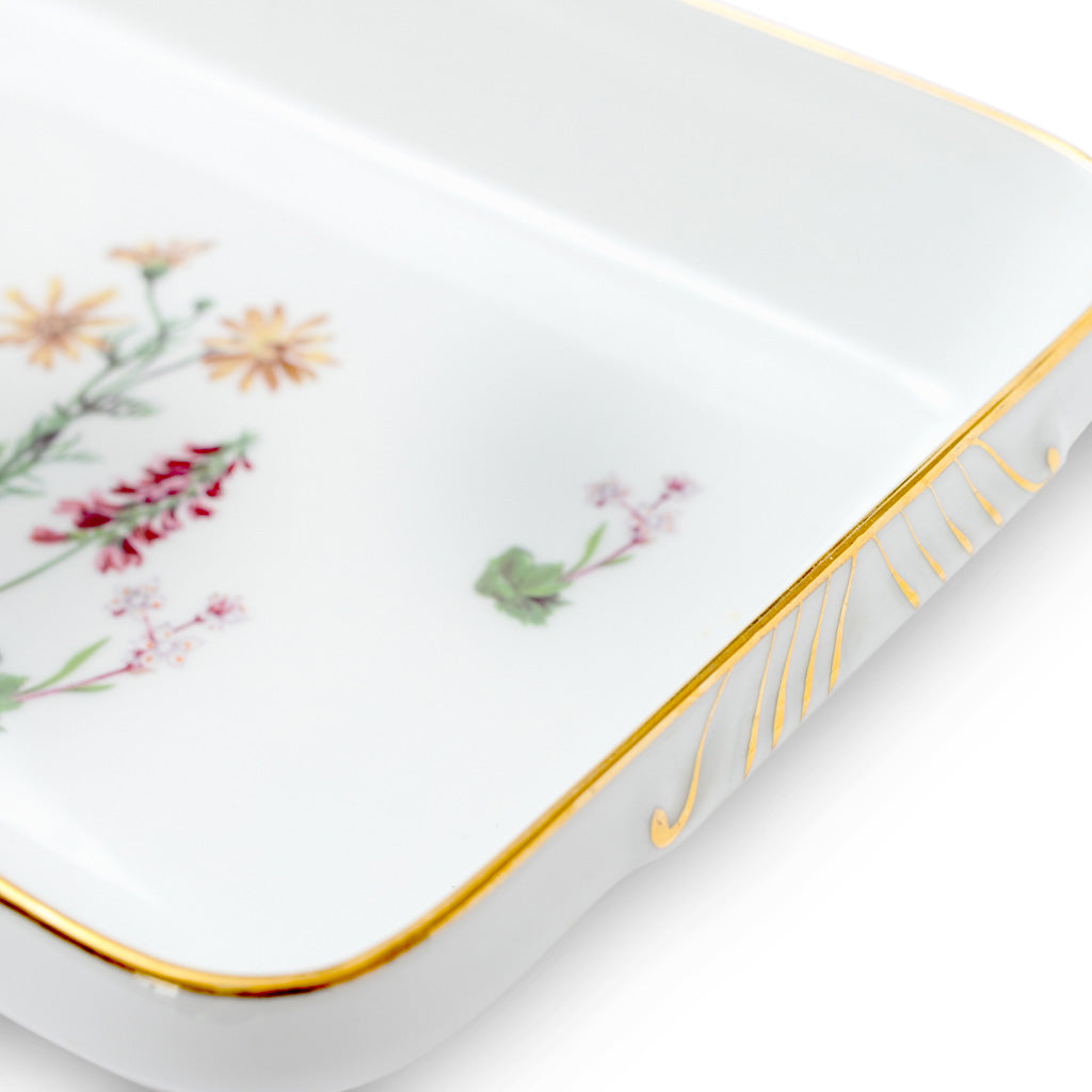 Vintage French Porcelain Au Gratin by La Faune. Wild Flowers Design