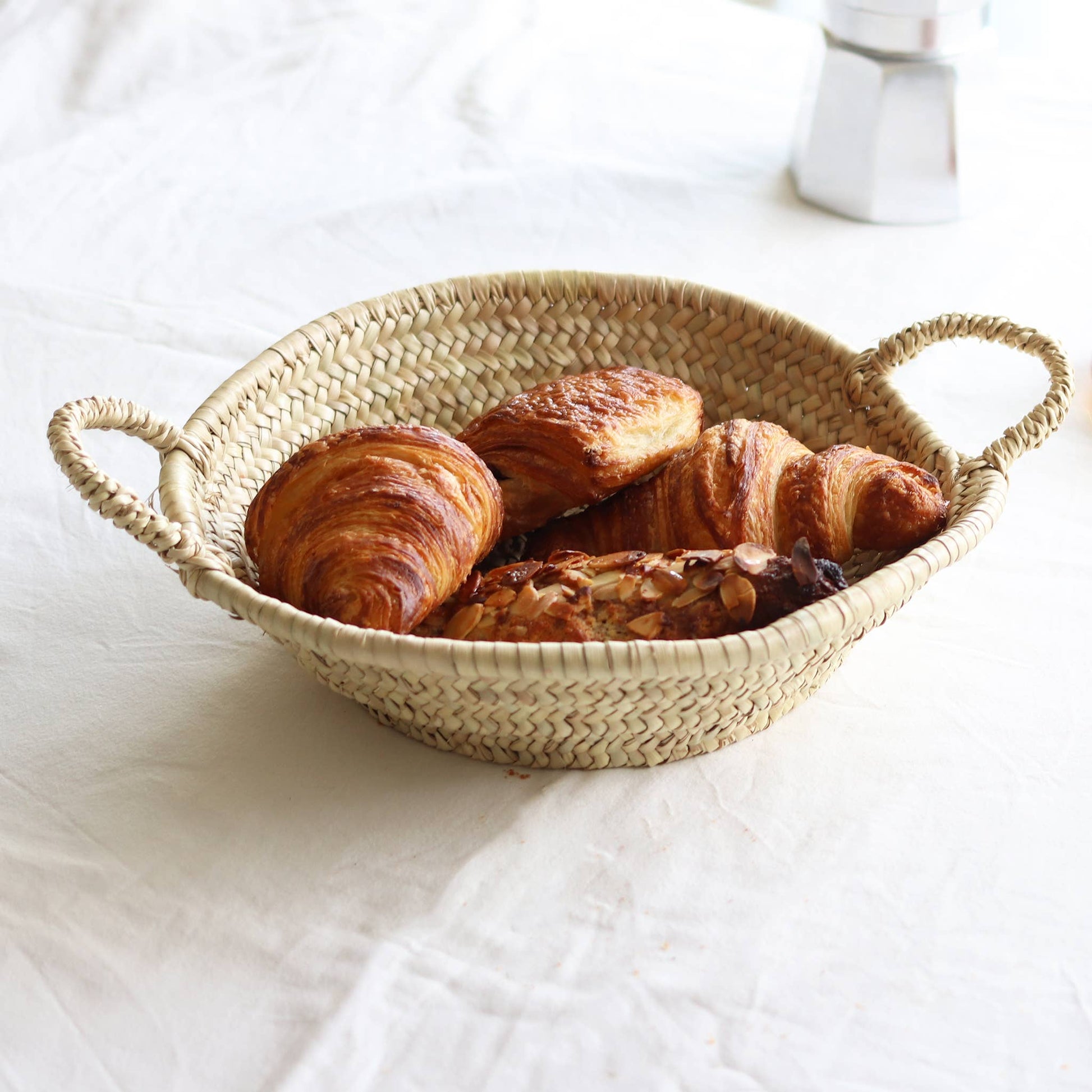 Moroccan Straw Woven Plate and Serving Basket 